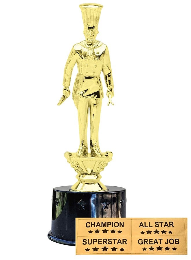 Express Medals Chef Cook Award Trophy Party Favor Gift Prize Including 4 Gold Color Decals to Custom Personalize The Black Round Base - Image 2