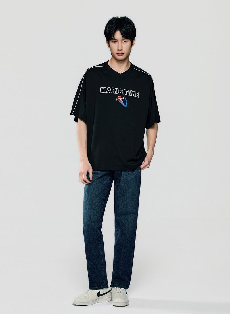 GIORDANO Men Relaxed Mario Time Contrast Piping Tee - Image 2