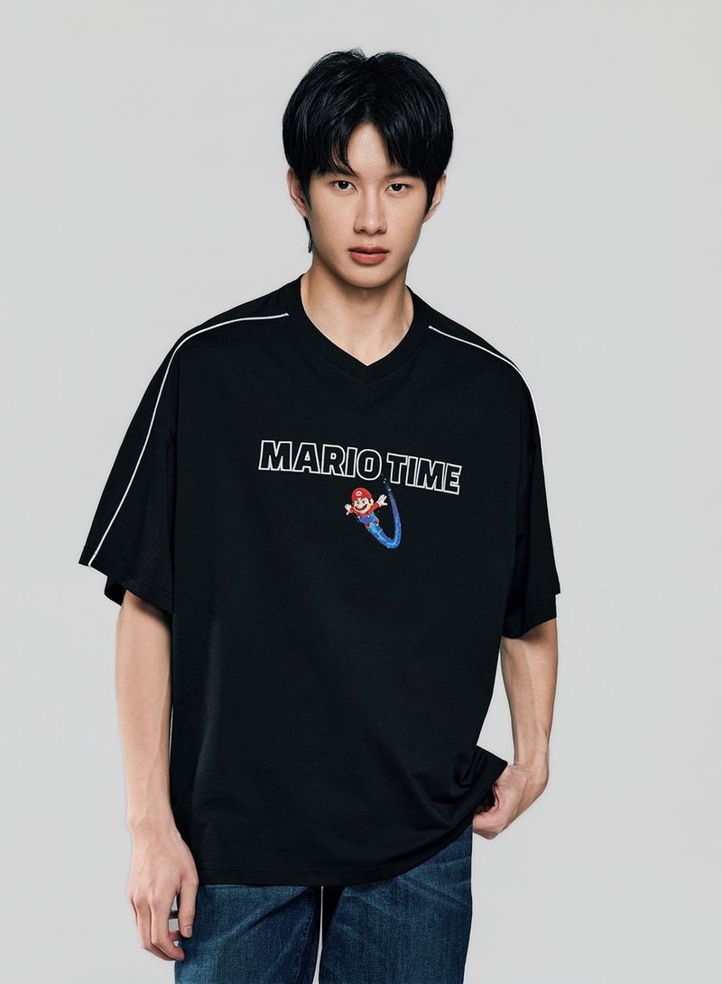 GIORDANO Men Relaxed Mario Time Contrast Piping Tee - Image 1