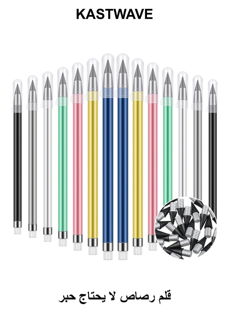 KASTWAVE Inkless Pencil, 21 Pcs Reusable Everlasting Pencil with Eraser, Colorful Pencils Forever Pencil Set with 30 Pcs Replaceable Graphite Nib for Home School Office Writing Drawing - Image 1