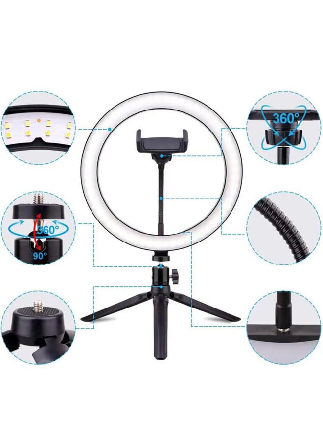 Spot Desktop Fill Light Short Video Shooting Light 10 Inch Beauty Light Live Beauty Light-Color:26cm Fill Light + Tripod + Bluetooth Remote Control  - Image 3