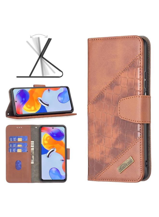 The Bros Case For Xiaomi Redmi Note 11 Pro International Matching Color Crocodile Texture Leather Case