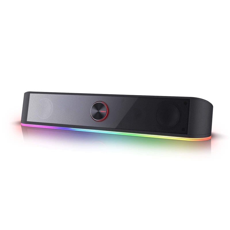 Redragon GS560 RGB Desktop Soundbar, 2.0 Channel Computer Speaker with Dynamic Lighting Bar Audio-Light Sync/Display, Touch-Control Backlit with Volume Knob, USB Powered w/ 3.5mm Cable, Black - Image 1