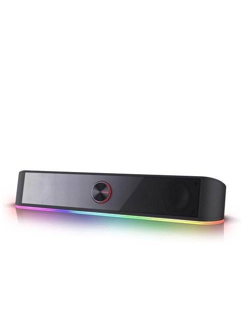 Redragon GS560 RGB desktop soundbar 2.0 channel computer speaker with dynamic lighting bar audio light sync display touch control backlit with volume knob USB powered with 3.5mm cable