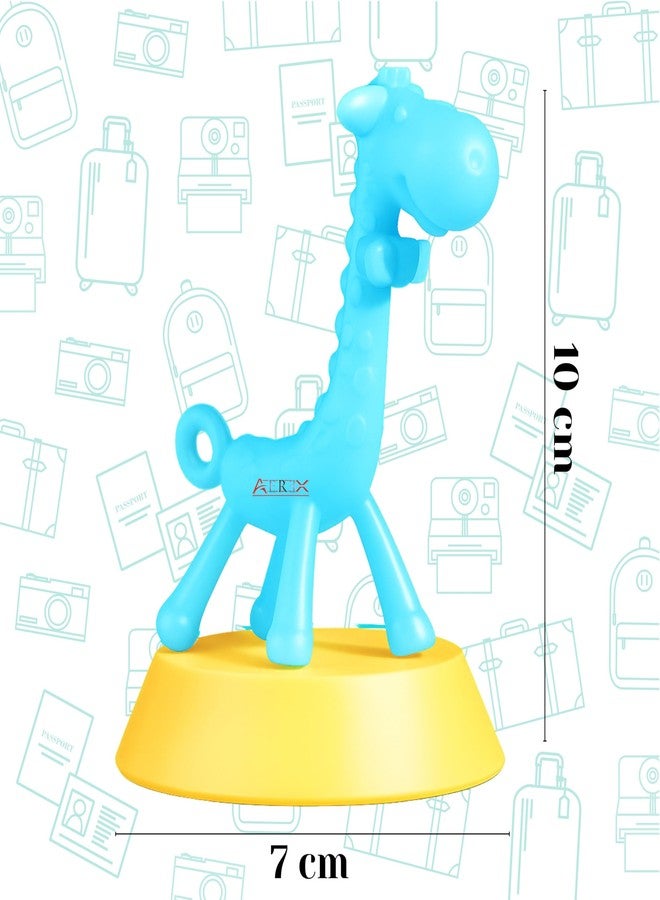 AEREX Giraffe Shape Teether for Baby 100% Food Grade, BPA Free Silicone Teething Baby Teether Teething Toy Baby Teether for 3 to 12 Months Baby (Blue) - Image 2