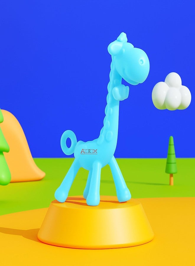 AEREX Giraffe Shape Teether for Baby 100% Food Grade, BPA Free Silicone Teething Baby Teether Teething Toy Baby Teether for 3 to 12 Months Baby (Blue) - Image 1