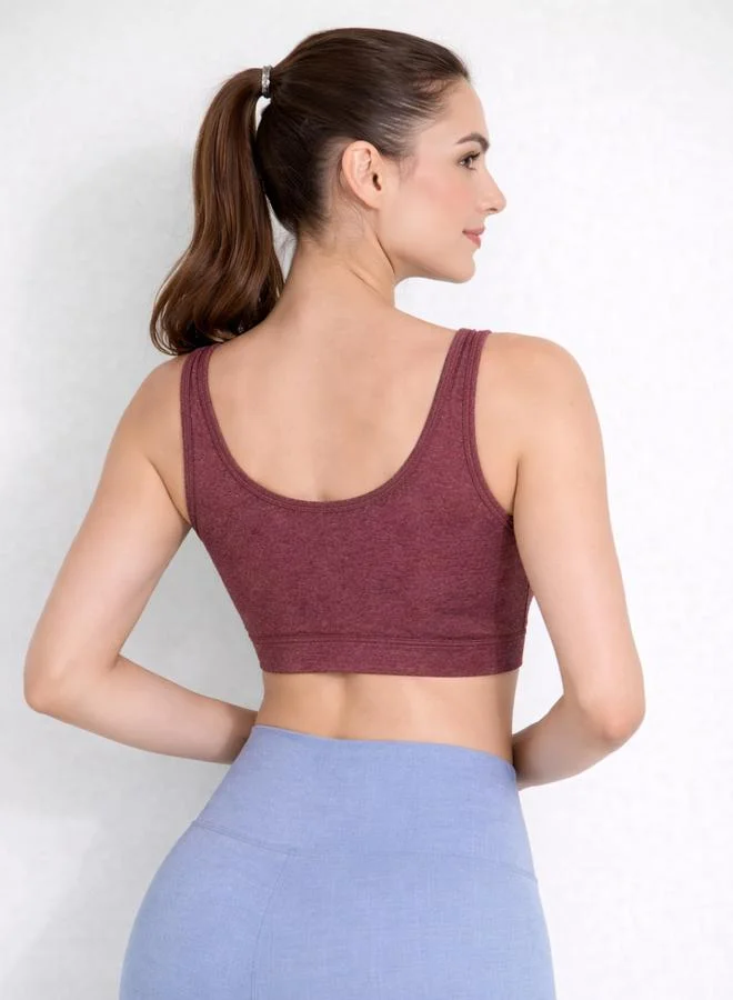 Take Two Maroon Removable Pad Sports Bra By Lazzycat