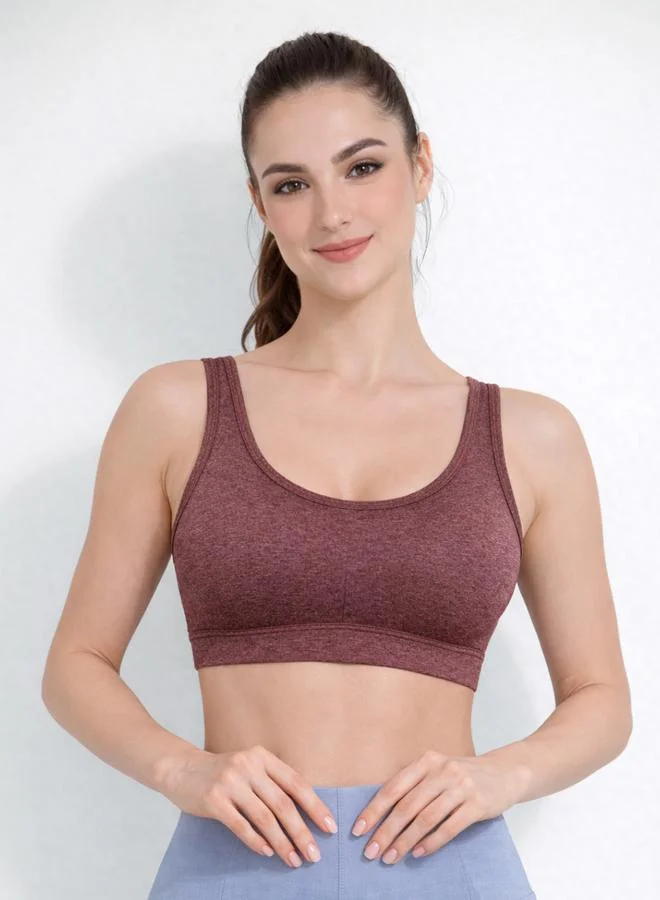 Take Two Maroon Removable Pad Sports Bra By Lazzycat