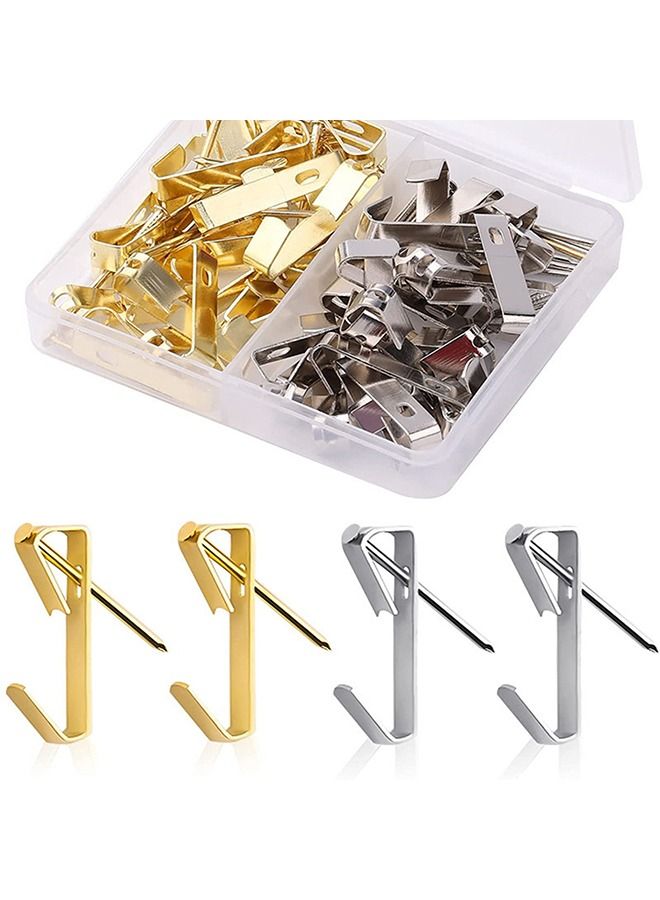40pieces Picture Hanging Kit,  Metal Picture Hanging Hooks With Nails,  (Gold，Silver) - Image 1