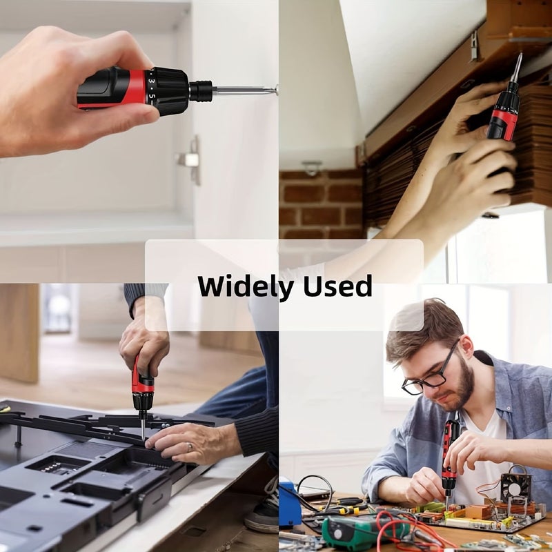 Red and Black 6 Speed Torque Rechargeable Electric Screwdriver 2000mAh Mini Drill Set - Image 3