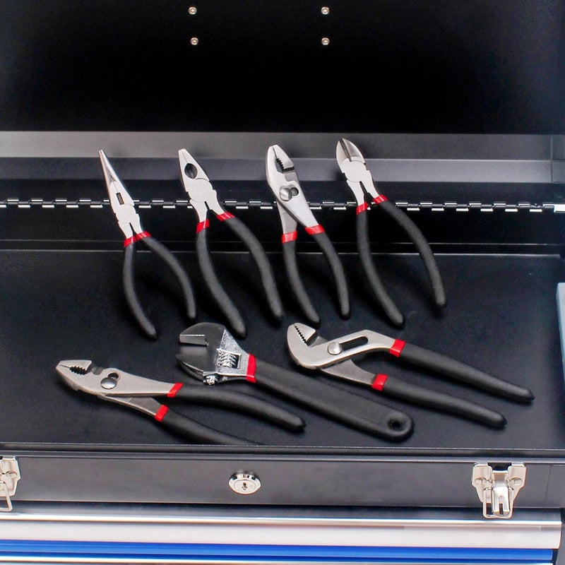 FASTPRO 7-Piece Utility Pliers and Wrench Set, Includes 8" Adjustable Wrench, 8" Groove Joint, 8" & 6" Slip Joint, 6" Long Nose, 6" Diagonal and 6" Linesman Pliers, Dipped Handle - Image 3