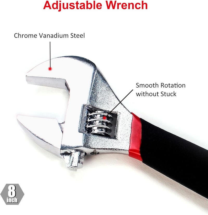 FASTPRO 7-Piece Utility Pliers and Wrench Set, Includes 8" Adjustable Wrench, 8" Groove Joint, 8" & 6" Slip Joint, 6" Long Nose, 6" Diagonal and 6" Linesman Pliers, Dipped Handle - Image 5
