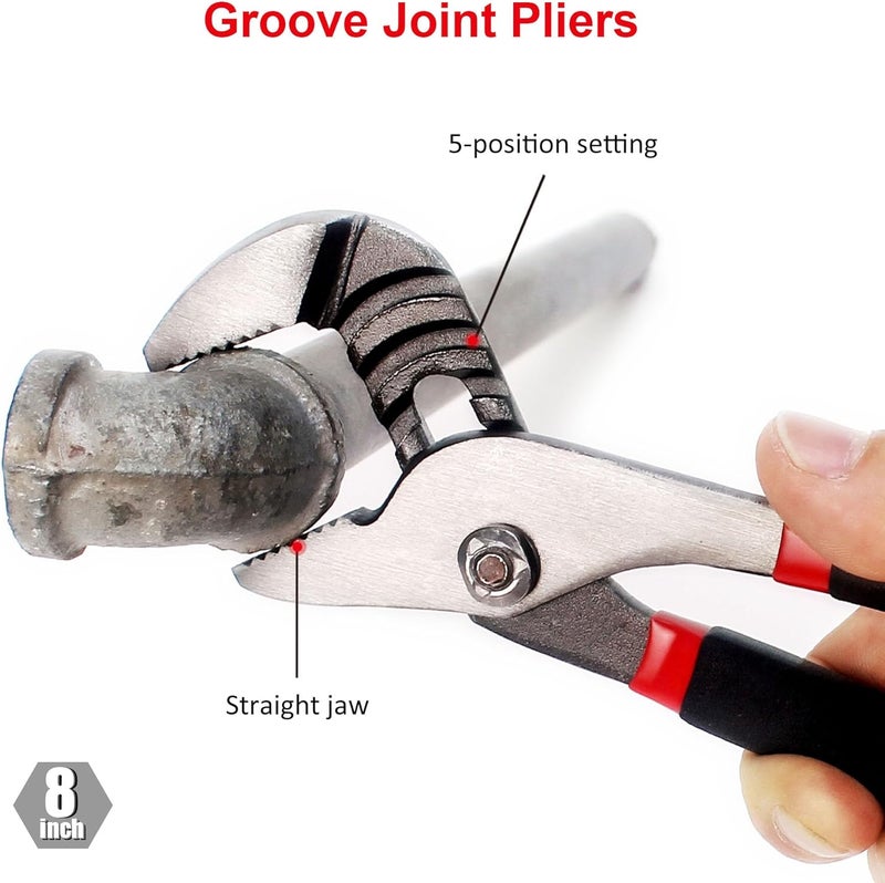 FASTPRO 7-Piece Utility Pliers and Wrench Set, Includes 8" Adjustable Wrench, 8" Groove Joint, 8" & 6" Slip Joint, 6" Long Nose, 6" Diagonal and 6" Linesman Pliers, Dipped Handle - Image 4