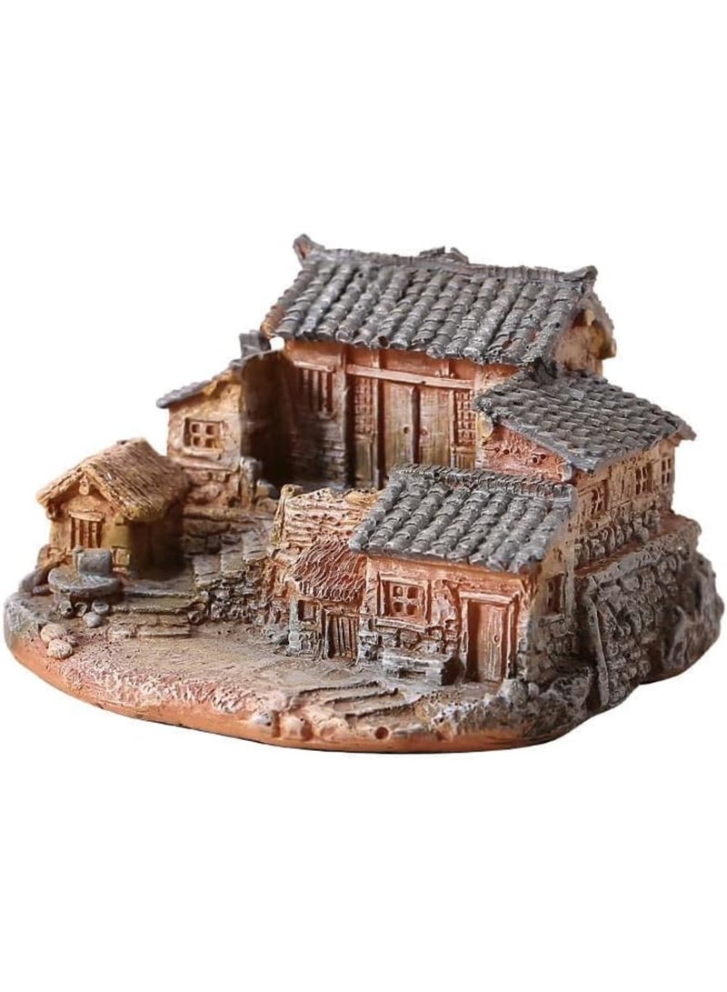 SYOSI Miniature Gardening Landscape, Micro Village Stone Houses, Whimsical Micro Village Landscape for DIY Terrariums, Fairy Gardens & Home Decor, Weather-Resistant Resin (7.6×6.6×4.8cm) - Image 1