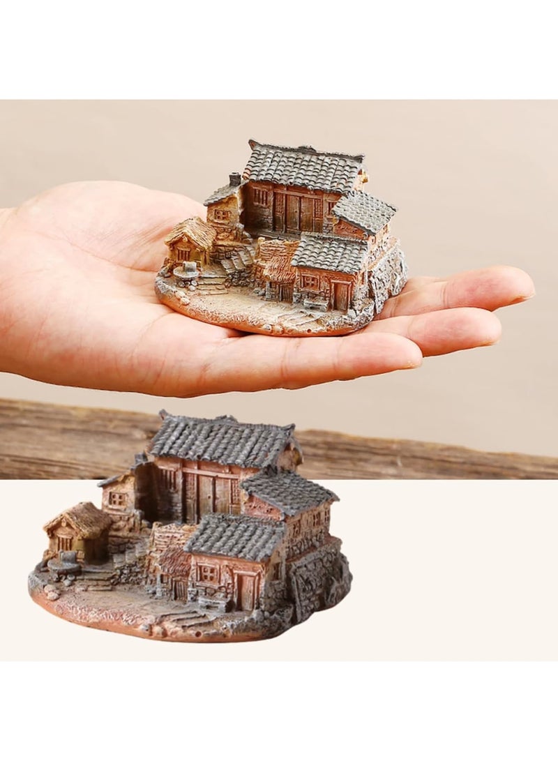 SYOSI Miniature Gardening Landscape, Micro Village Stone Houses, Whimsical Micro Village Landscape for DIY Terrariums, Fairy Gardens & Home Decor, Weather-Resistant Resin (7.6×6.6×4.8cm) - Image 4