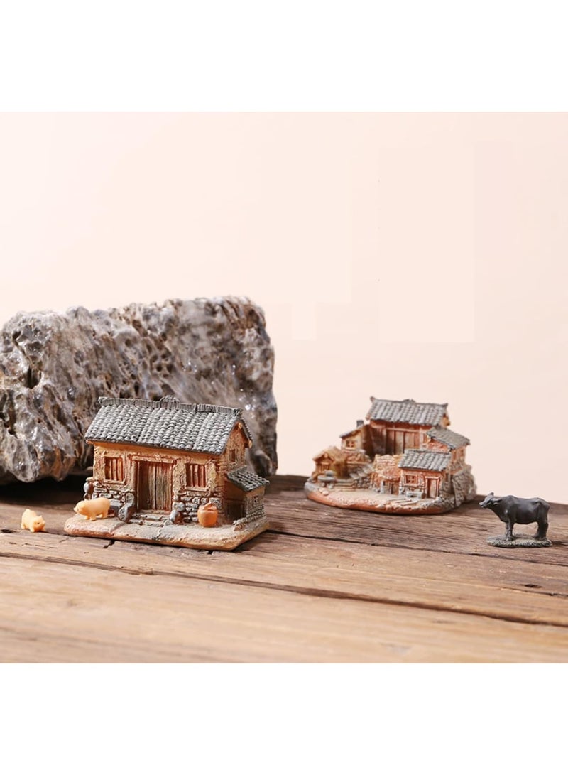 SYOSI Miniature Gardening Landscape, Micro Village Stone Houses, Whimsical Micro Village Landscape for DIY Terrariums, Fairy Gardens & Home Decor, Weather-Resistant Resin (7.6×6.6×4.8cm) - Image 3
