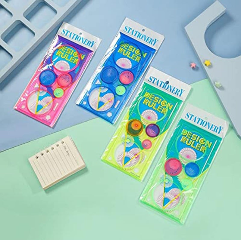 Promote Creative Gift Designer Spirograph Geometric Ruler 4 pcs with Ten in One Colour Unicorn Pen Drafting Tools Art and Craft Sets School Stationery Return Gift for Children Kids Students - Image 2