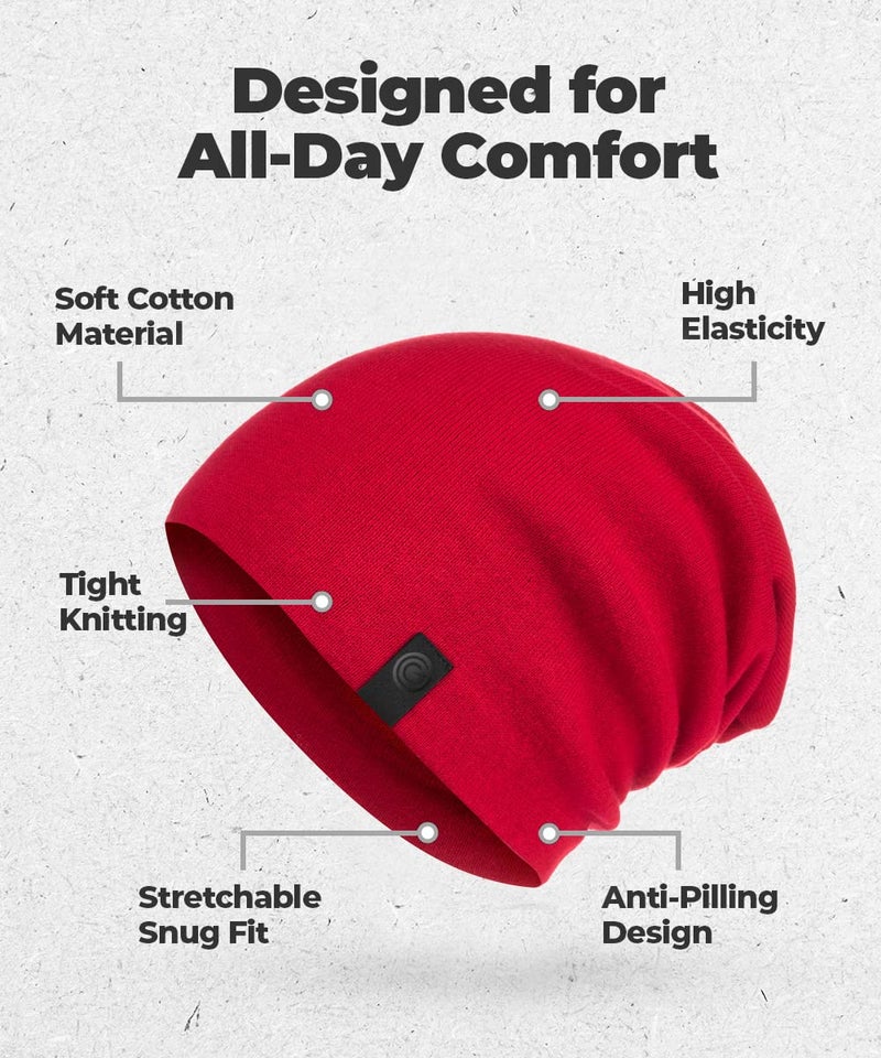 Revony Warm Slouchy Beanie Hat - Deliciously Soft Daily Beanie in Fine Knit - 100% Cotton - Image 4