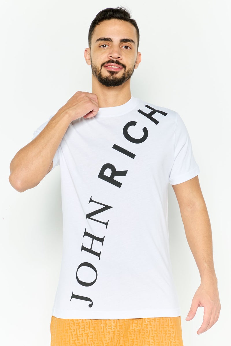 JOHN RICHMOND Men Crew Neck Short Sleeves Brand Logo T-Shirt, White - Image 1