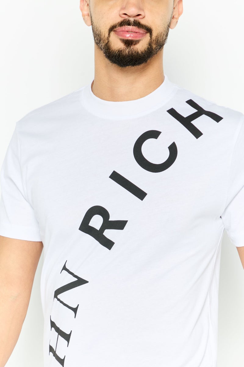 JOHN RICHMOND Men Crew Neck Short Sleeves Brand Logo T-Shirt, White - Image 3