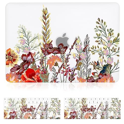 iDonzon Case for MacBook Air 13 inch M1 A2337 A2179 A1932 2022-2018 Release, 3D Effect Matte Clear See Through Hard Cover&Keyboard Cover Compatible Air 13.3 with Retina Display Touch ID, Field Flowers - Image 1