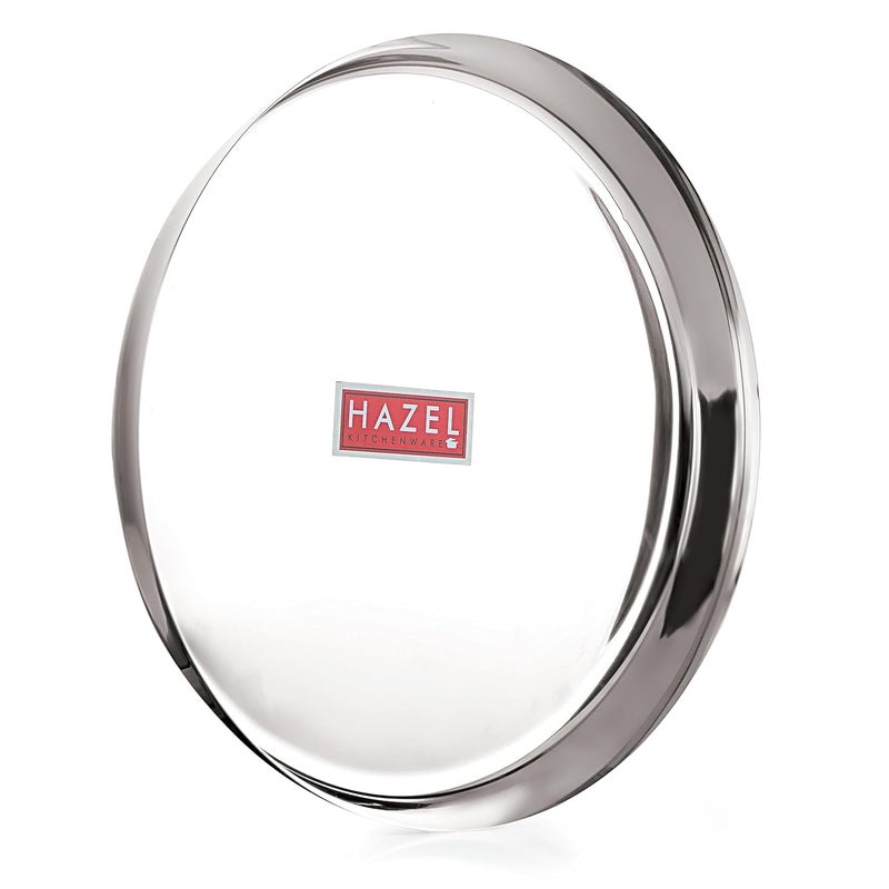 HAZEL Stainless Steel Plates Set | 28 cm Mirror Finish Thali Set Stainless Steel | Steel Plates Set for Dinner & Lunch, Set of 3 - Image 2