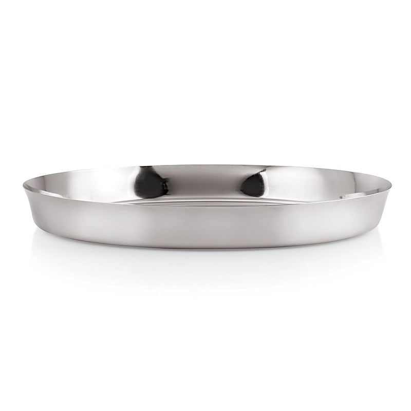 HAZEL Stainless Steel Plates Set | 28 cm Mirror Finish Thali Set Stainless Steel | Steel Plates Set for Dinner & Lunch, Set of 3 - Image 5