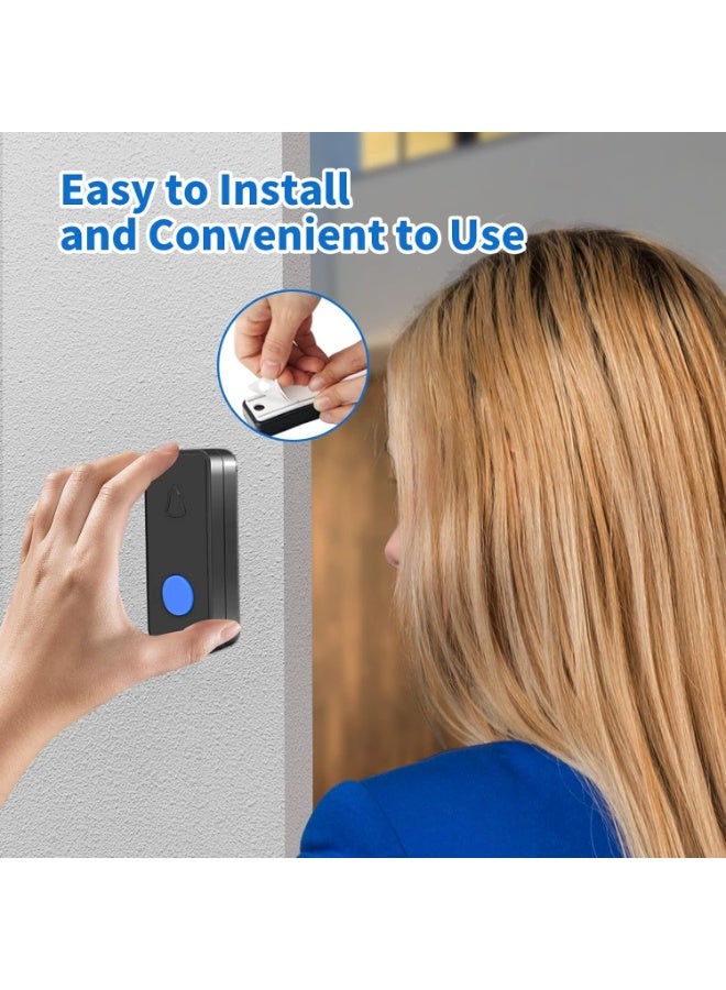Noorly Wireless Doorbell, Door Chime with 55 Melodies, Battery-Powered House Bell with 400m Range, Waterproof Outdoor Transmitter, Flashing LED, 5 Volume Levels, Battery Operated Expandable Bell for Home Office, Black - Image 4