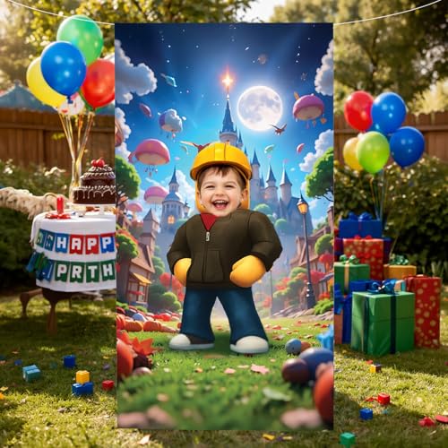 IndoTribe Photo Booth Face in The Hole for Kids Birthday Decorations 6x3ft Gamer Birthday Party Decorations Fabric Photo Booth Backdrops Photo Booth Props Kids Video Game Party Decorations Background - Image 5