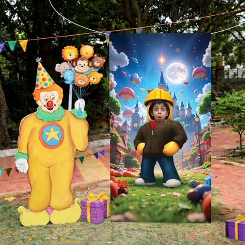 IndoTribe Photo Booth Face in The Hole for Kids Birthday Decorations 6x3ft Gamer Birthday Party Decorations Fabric Photo Booth Backdrops Photo Booth Props Kids Video Game Party Decorations Background - Image 3