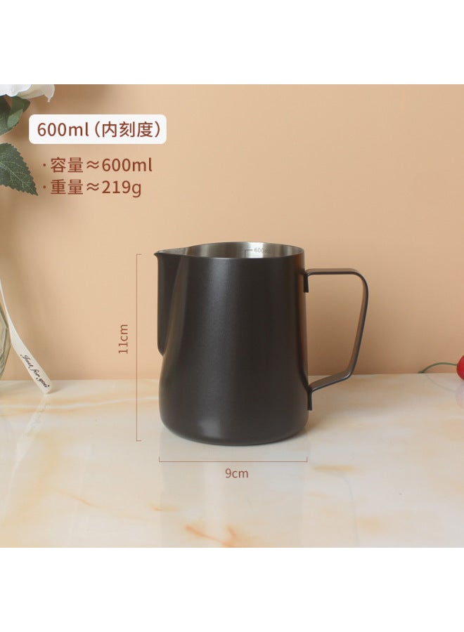 Thickened Graduated Stainless Steel Flower Cup Fancy Coffee Oblique Mouth Pointed Mouth Milk Bubble Pot 350/450/600ml