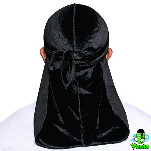 Veeta Superior Velvet Durag - Soft Velvet Durags for Men & Women, Long Double Wide Straps, Silky Durag Liner, Triple Stitched - Image 2