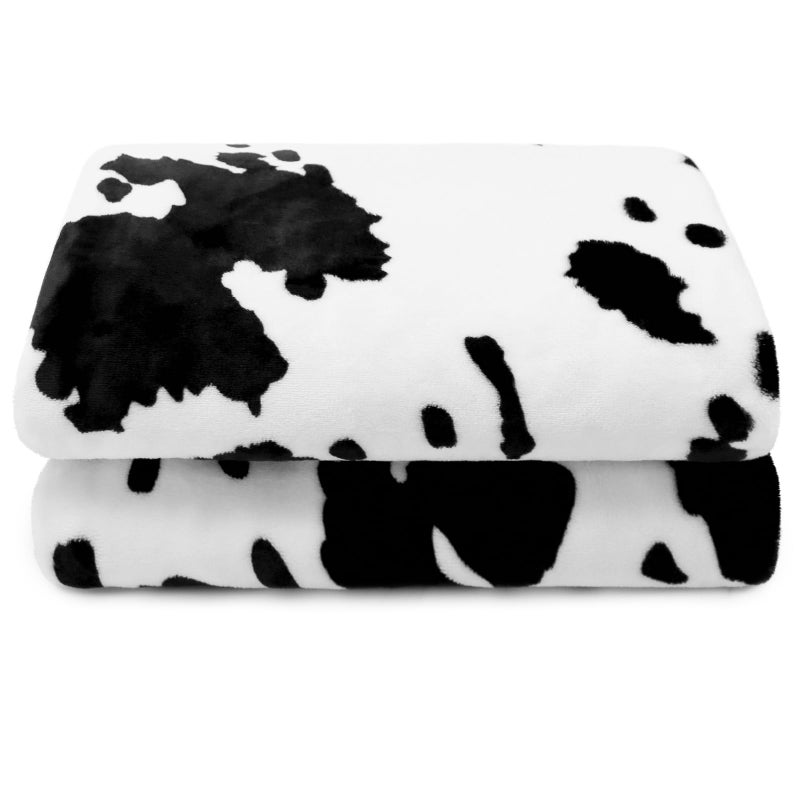 Small Fleece Blanket for Kids Soft Blanket Throw for Crib Stroller Travel Black and White Cozy Bedding Decor for All Seasons Cow Themed Gifts for Girls Boys 40x50