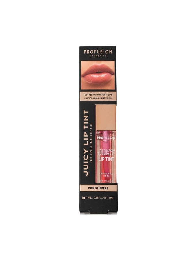 Profusion Cosmetics Pink Slippers Juicy Nourishing Lip Oil Tint, Lightweight and Beautiful Tint Provides Nourishing Hydration and Glossy Finish Without Stickiness, Elegant Look With Professional Beauty Tools - Image 1