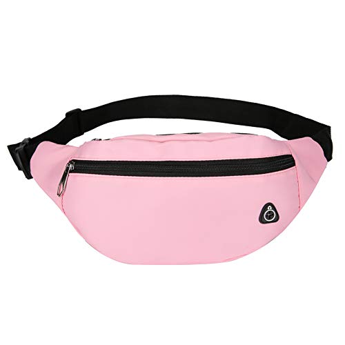 DAITET Fanny Pack Waist Pack for Men, Women, Kids - Adjustable Belt, Waterproof Travel & Running Bag (Glossy Pink) - Image 1