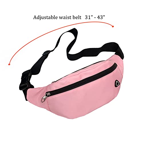 DAITET Fanny Pack Waist Pack for Men, Women, Kids - Adjustable Belt, Waterproof Travel & Running Bag (Glossy Pink) - Image 2