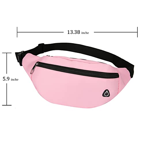 DAITET Fanny Pack Waist Pack for Men, Women, Kids - Adjustable Belt, Waterproof Travel & Running Bag (Glossy Pink) - Image 3