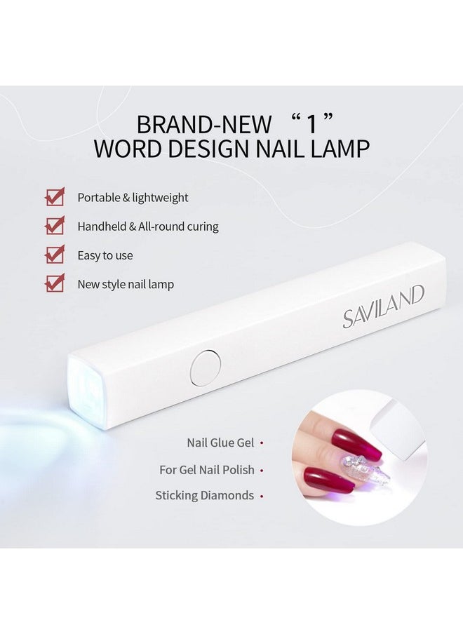 Saviland - SAVILAND U V Light for Nails: Handheld Gel X Lamp for Gel Nails Flash Cure Lamp for Gel Nails LED Nail Lamp Portable Mini Nail Dryer Gel Polish Nail Glue Gel USB Flashlight Home DIY Manicure Nail Art - Image 1
