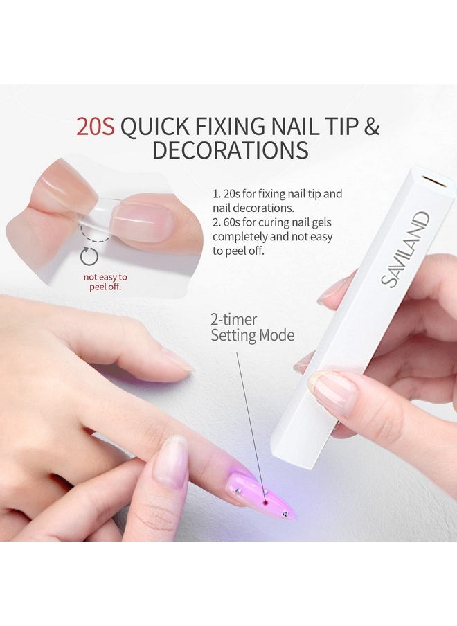 Saviland - SAVILAND U V Light for Nails: Handheld Gel X Lamp for Gel Nails Flash Cure Lamp for Gel Nails LED Nail Lamp Portable Mini Nail Dryer Gel Polish Nail Glue Gel USB Flashlight Home DIY Manicure Nail Art - Image 1