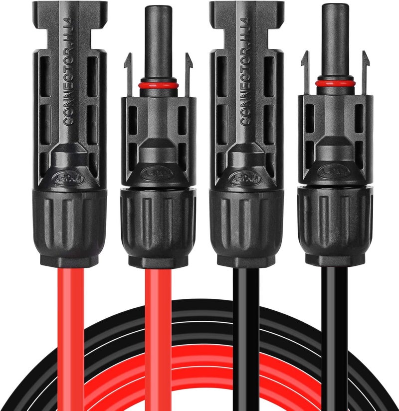 BeideLt Solar Panel Extension Cable,10AWG(6mm²) Solar Extension Cable Wire with 1 Pair 15 Feet Black + 15 Feet Red Weatherproof Tinned Copper Extension Cable Wire Adapter Kit - Image 1