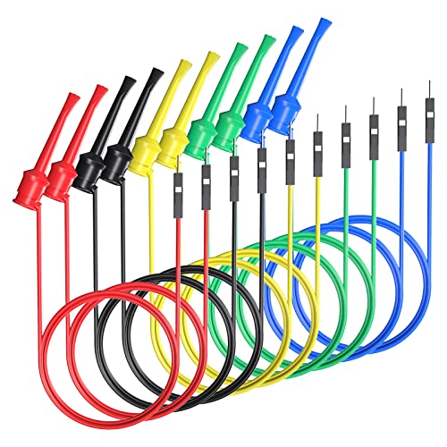 Goupchn Test Hook Clips to Breadboard Male Jumper Wires Soft Flexible Silicone Test Leads for Electrical Testing - Image 1