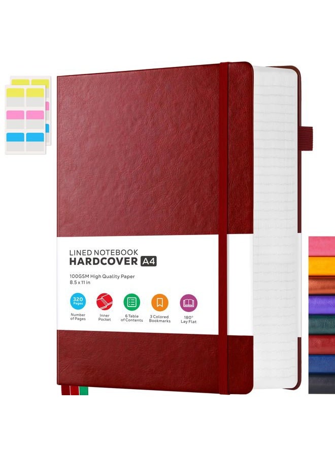 FOCUS DAY 8.5 x 11 Large Journal Notebook Notepad for Women Men Writing, 320 Pages Hardcover Leather Bound Notebook journal college ruled, 100Gsm Lined Paper, Burgundy - Image 1