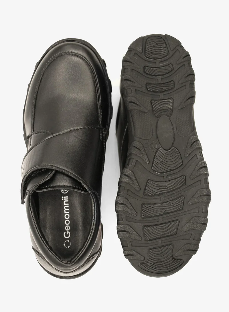 Geoomnii Black Boys School Shoes – Durable Black Formal Uniform Footwear for Kids | Anti-Slip Sole, Cushioned Insole, Easy Closure | Ideal for Daily Use & School Activities for Men | Best Price UAE
