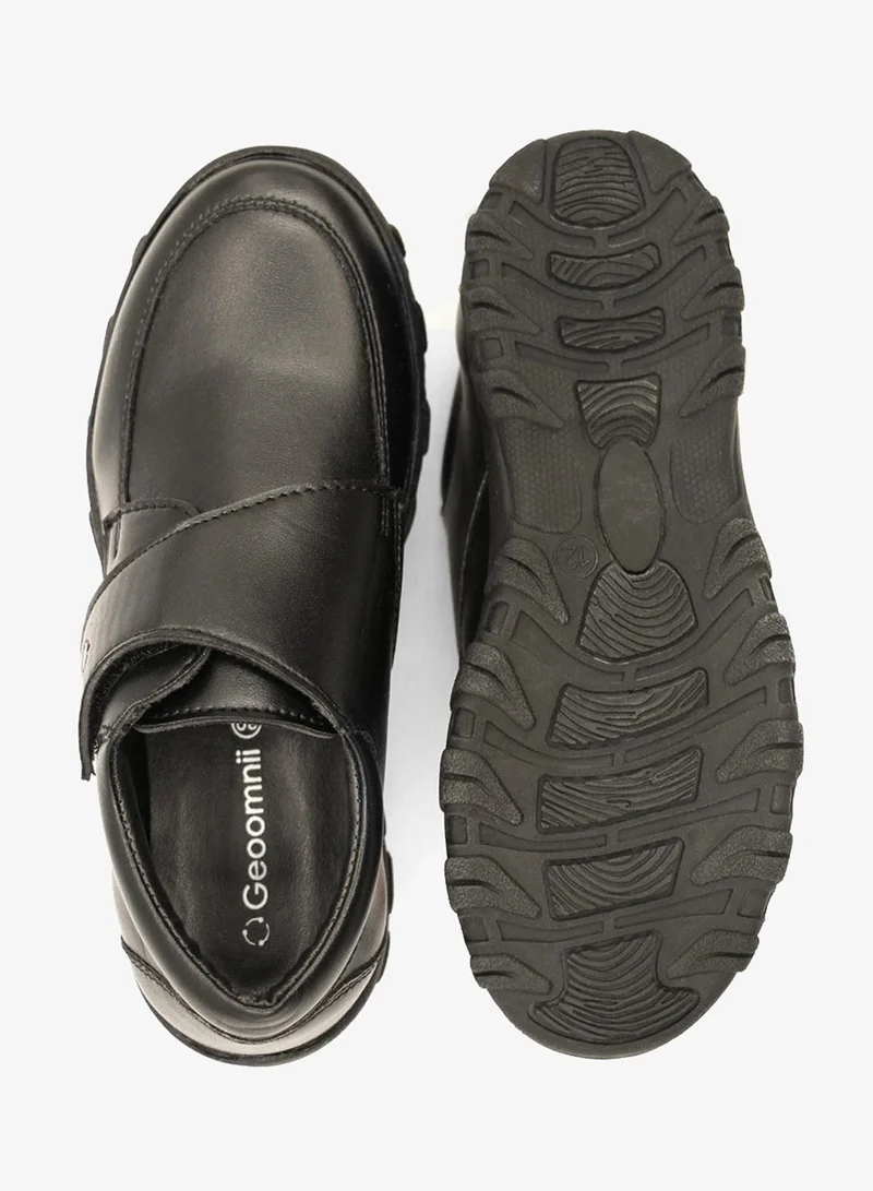 Geoomnii Black Boys School Shoes – Durable Black Formal Uniform Footwear for Kids | Anti-Slip Sole, Cushioned Insole, Easy Closure | Ideal for Daily Use & School Activities for Men | Best Price UAE