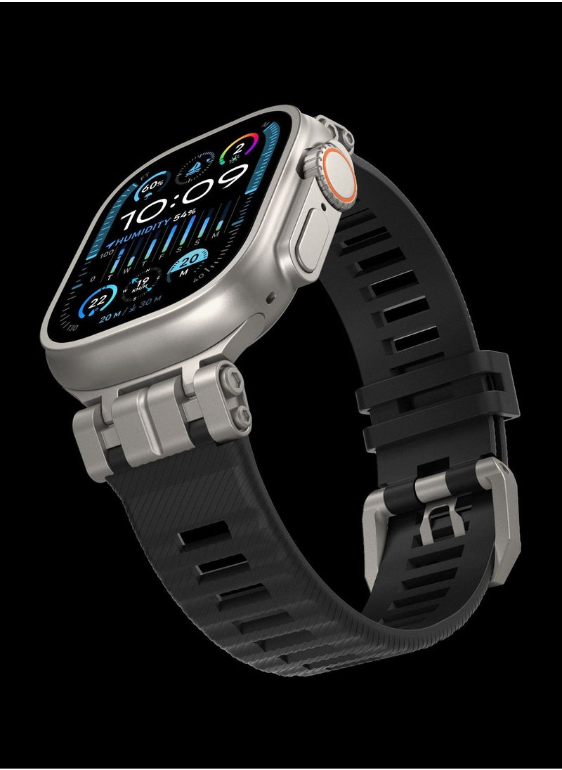 Samu - Apple Watchband For Ultra 1/2 49mm, Series 9/8/7/45mm/44mm/42mm Stainless Steel+TPU Strap Band - Black - Image 1