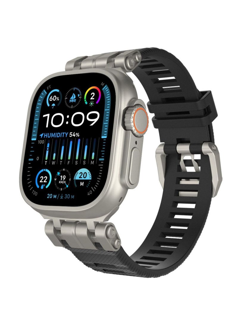 Samu - Apple Watchband For Ultra 1/2 49mm, Series 9/8/7/45mm/44mm/42mm Stainless Steel+TPU Strap Band - Black - Image 1