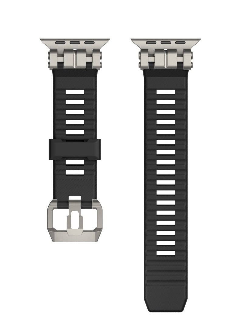 Samu - Apple Watchband For Ultra 1/2 49mm, Series 9/8/7/45mm/44mm/42mm Stainless Steel+TPU Strap Band - Black - Image 1