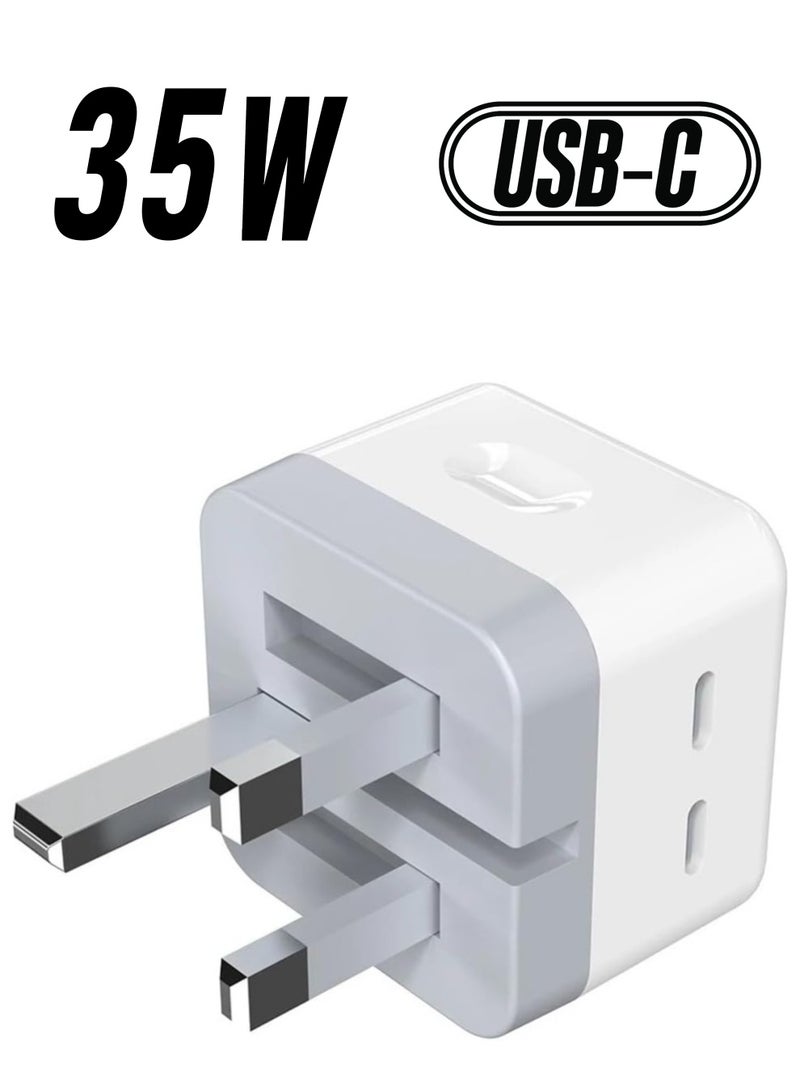 ELTRAZONE "iPhone Super Fast Charger – Apple MFi Certified 35W Dual USB-C Wall Charging Plug with 2M Type-C to Lightning Cable" - Image 1
