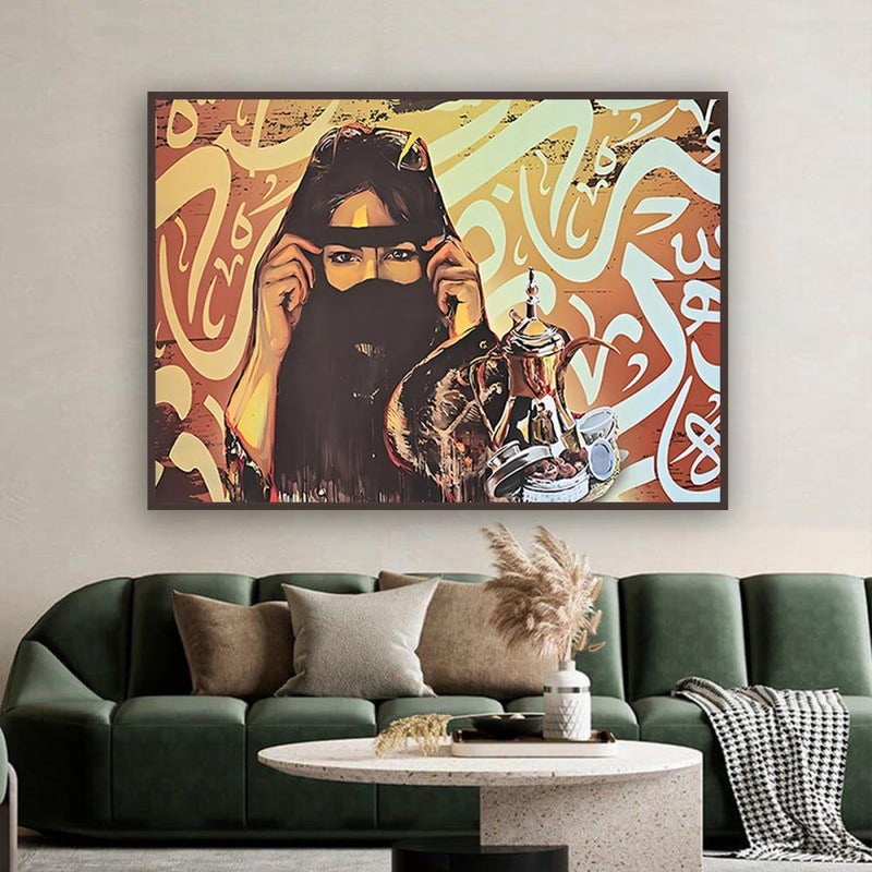 ماركتنا لوحة قماشية بتصميم فتاة عربية مع برواز مجوف مقاس (120x80) قطعة واحدة - Image 4