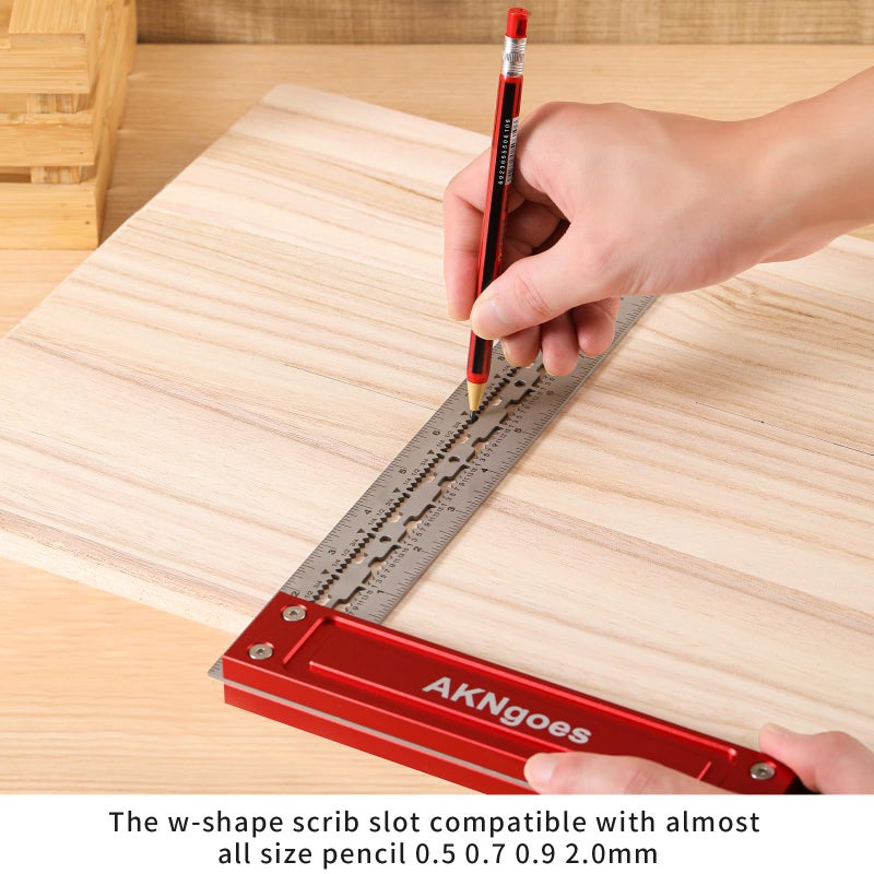 AKNgoes Precision Woodworking Square, Stainless Steel Square with Shoulder Lip, Self Standing for Quick Measurement, Built in Scribe Notches, Framing Tool for Professional Carpentry Use-6 Inch - Image 4